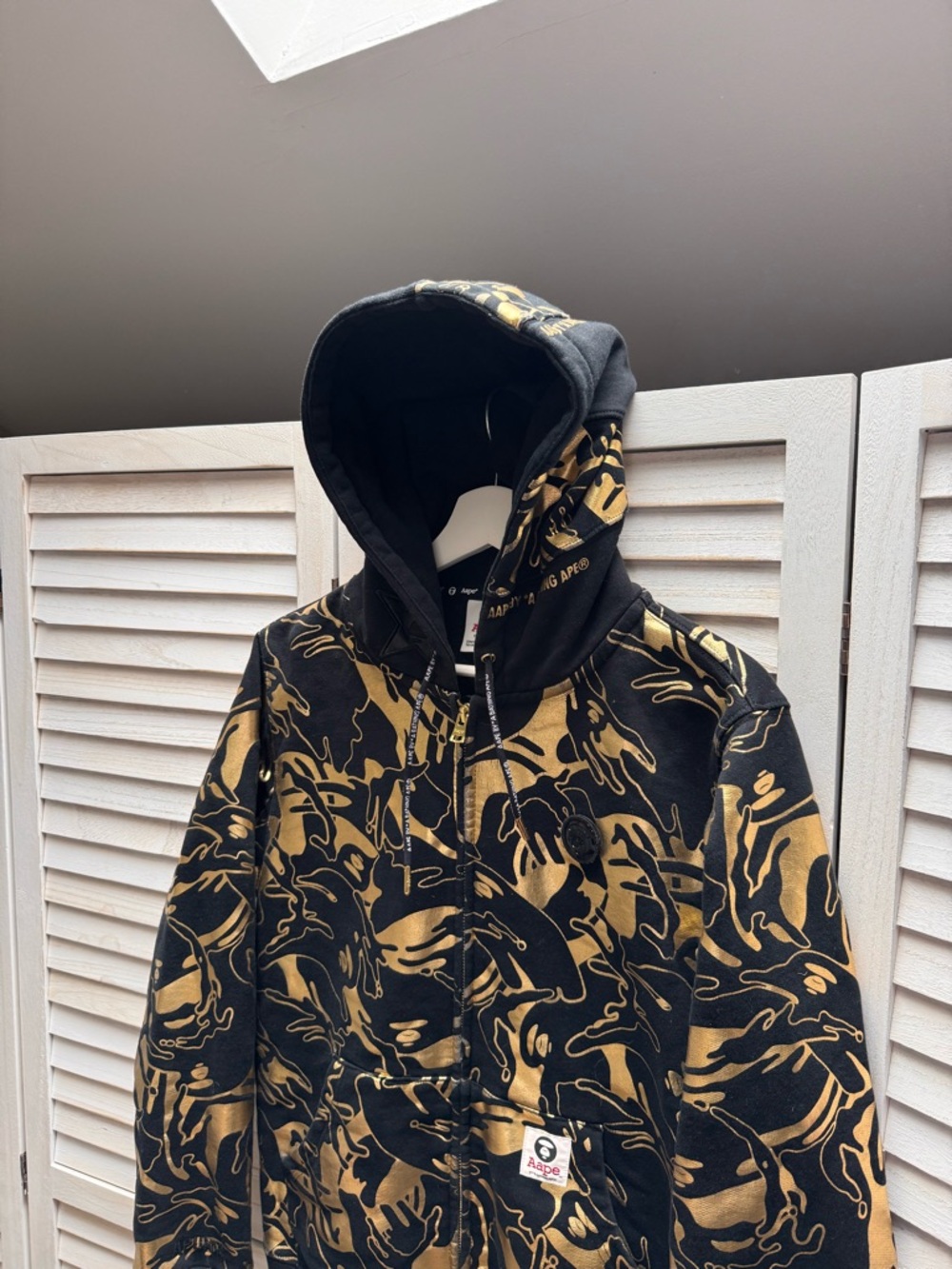 A Bathing Ape Gold & Black Camo Zip Hoodie